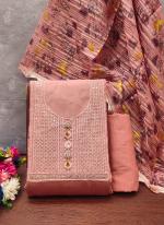 Roman Silk Pink Festival Wear Embroidery Work Dress Material